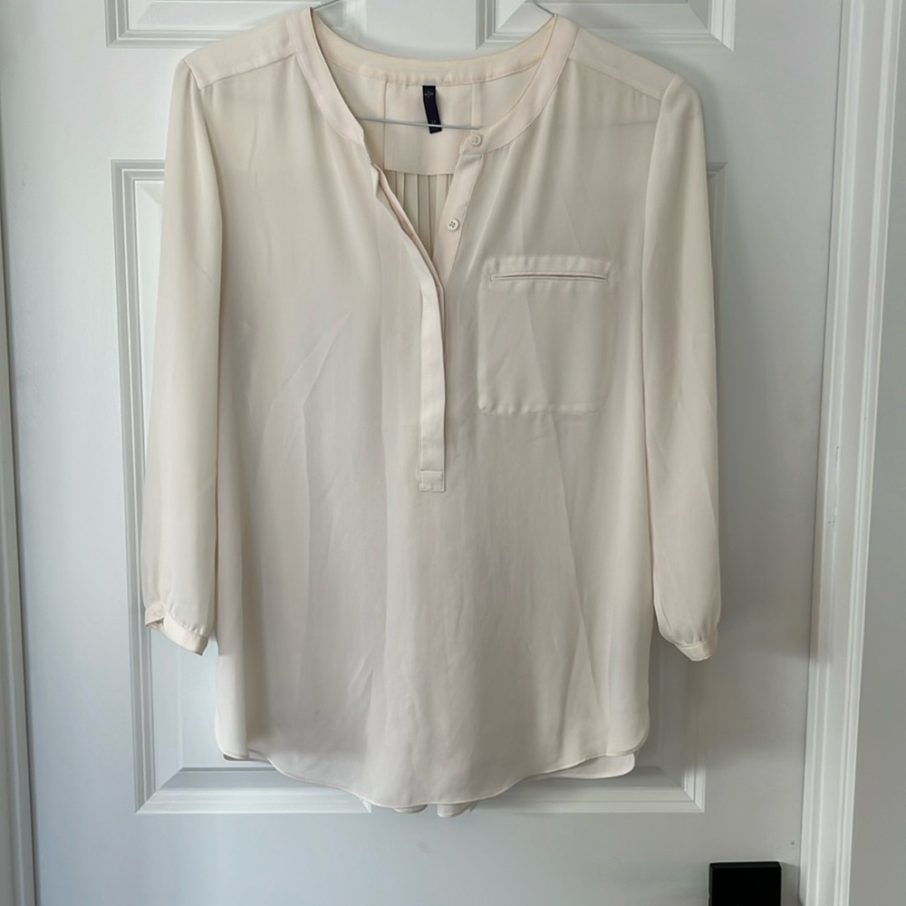 NYDJ White Semi Sheer Blouse Size Medium